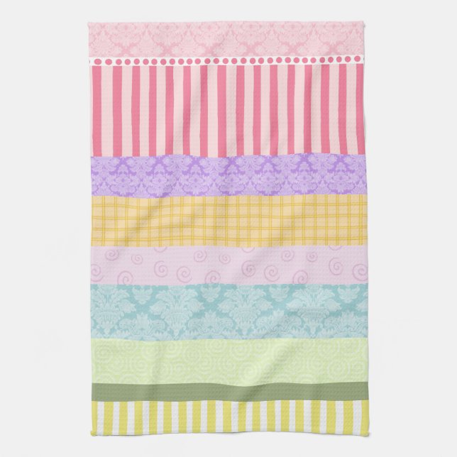 Serviette en pastel de remous de plaid de rayure (Vertical)