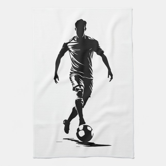 Serviette en toile avec silhouette de joueur de fo (Vertical)