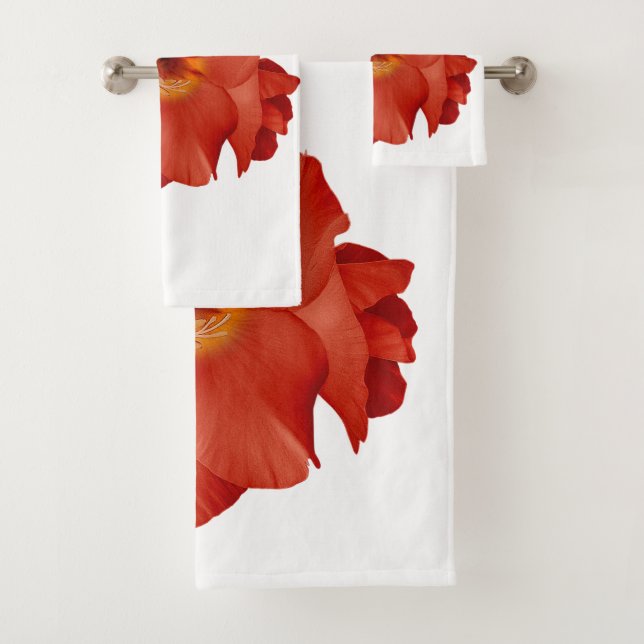 Serviette épée Lily Rouge Jaune (En situation)