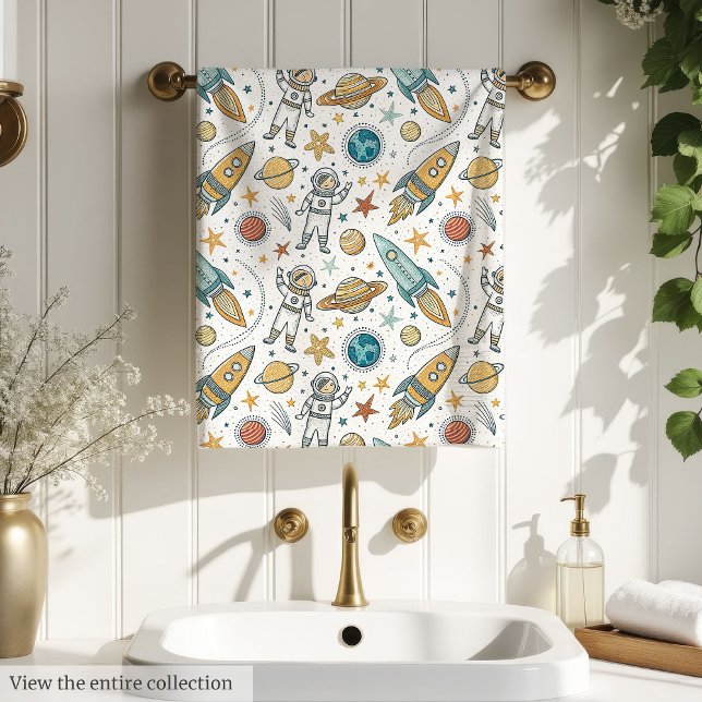Serviette Espace Extérieur Décor Pastel pour la Sa (Outer Space Towel Pastel Decor for Boy’s Bathroom)