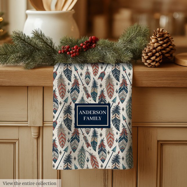 Serviette Ethnique Personnalisée Chic Art de Cuisi (Personalized Ethnic Towel Chic Native Kitchen Art)