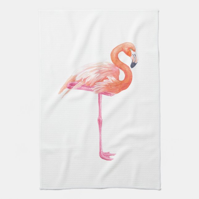 serviette Flamant rose aquarelle (Vertical)