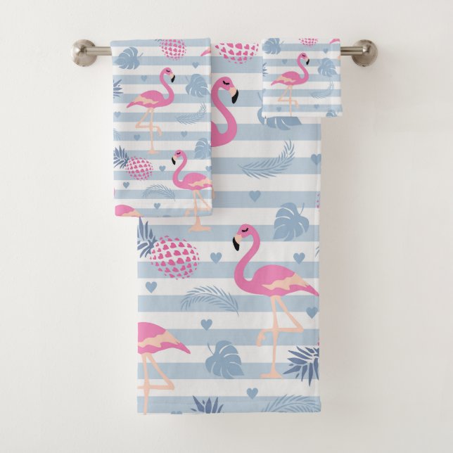 Serviette Flamingo - Rose & Bleu (En situation)