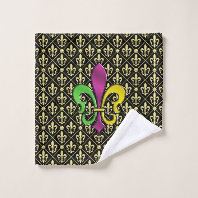 Serviette Fleur de Lis Colorée Élégante (Gant de toilette)