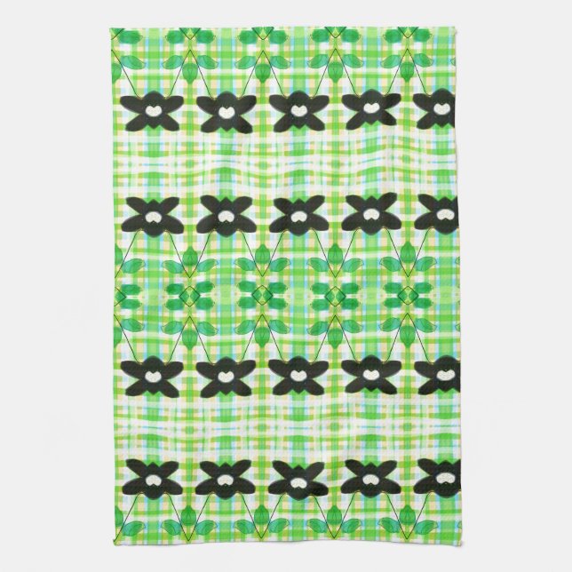 Serviette Fleurie Avec Plaid (Vertical)