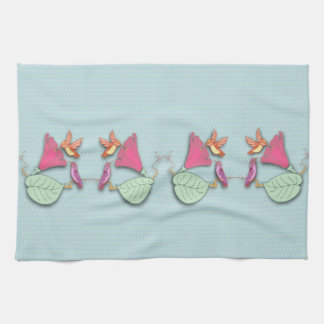 Serviette fleurs et oiseaux