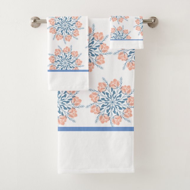 Serviette florale bleu doux (En situation)