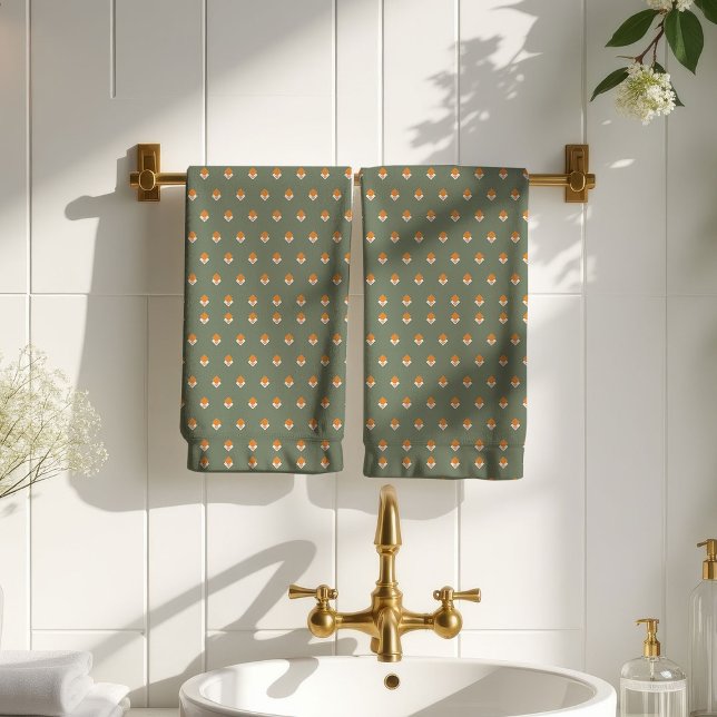 Serviette Florale Bohème Rétro Sage Vibes Conforta (Boho Floral Towel Retro Sage Cozy Vibes)