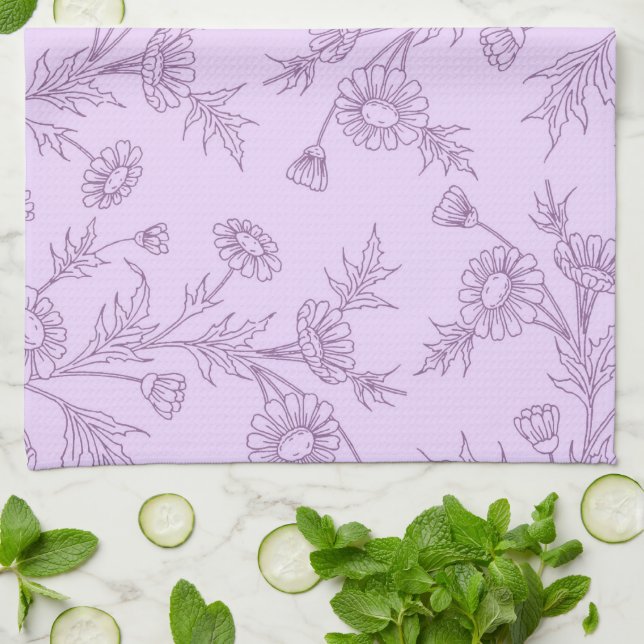 Serviette florale de tissu de cuisine de lavande (Plié)
