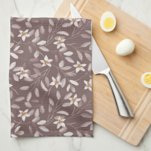 Serviette Florale Eucalyptus Aquarelle Taupe