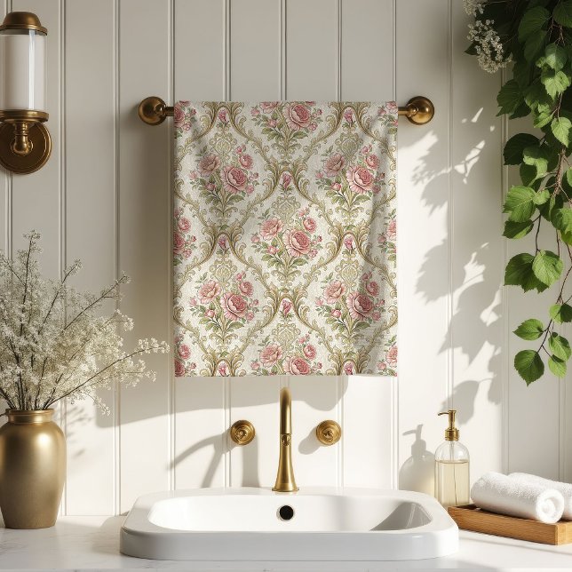 Serviette Florale Victorienne Douce Élégance Vinta (Victorian Floral Towel Soft Pastel Vintage Elegance)