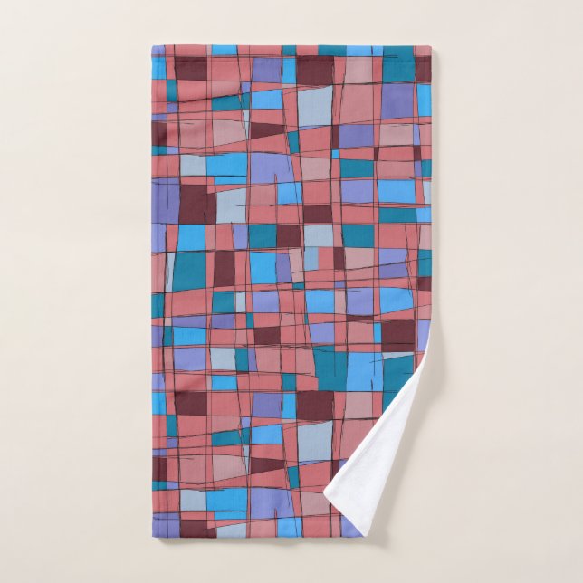 Serviette géométrique MCM - Berry et sarcelle (Serviette à main)