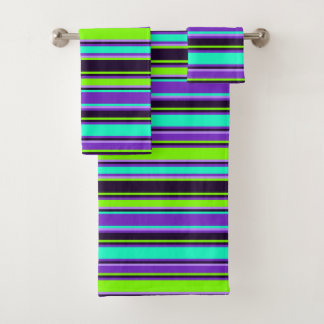 Serviette Gras Violet, Aqua, & Chartreuse
