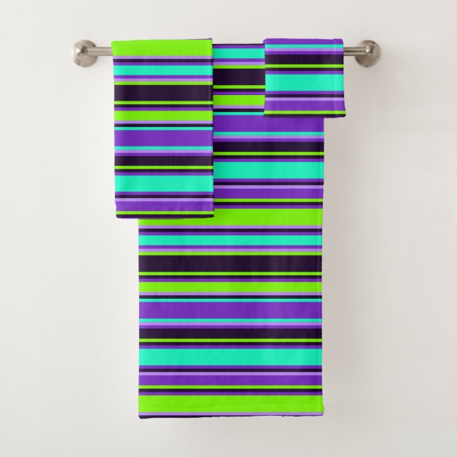 Serviette Gras Violet, Aqua, & Chartreuse (En situation)