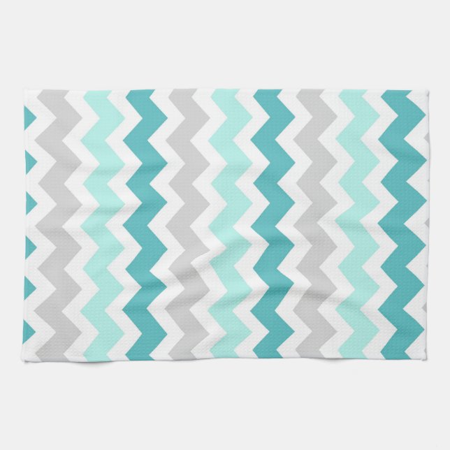 Serviette grise turquoise de tissu de cuisine de (Horizontal)