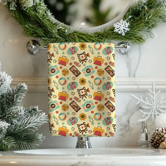 Serviette Groovy Boho Rétro Spirales pour Votre Sp (Groovy Boho Towel Retro Swirls for Your Spa)