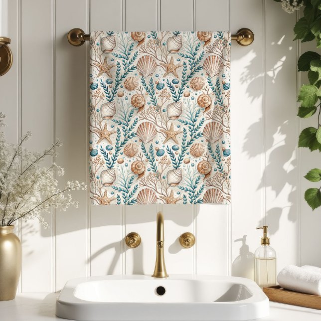 Serviette inspirée du monde maritime dans une pale (Maritime-Inspired Towel Trendy Coastal Palette)