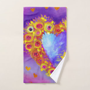 Serviette main Coeur des fleurs