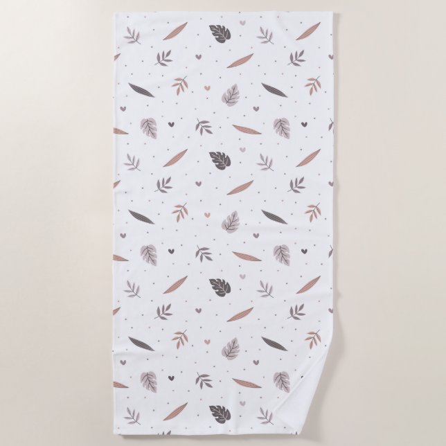 Serviette minimaliste de plage Motif Feuille (Devant)