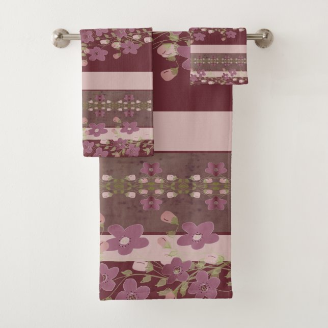 Serviette mixte en fleurs et en bandes (En situation)