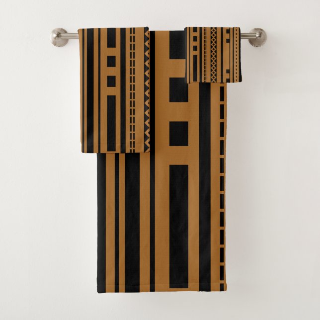 Serviette moderne à motifs géométriques sur fond u (En situation)