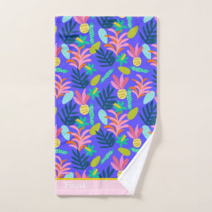 Serviette moderne mignonne bleue florale colorée n