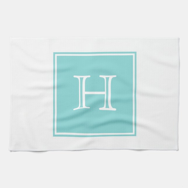 Serviette Monogram Carré Turquoise (Horizontal)
