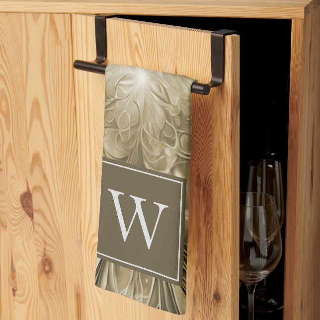 Serviette Monogramme Abstraite Or (Pliage en tiers)