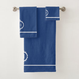 Serviette Monogramme bleu et blanc de Chelsea
