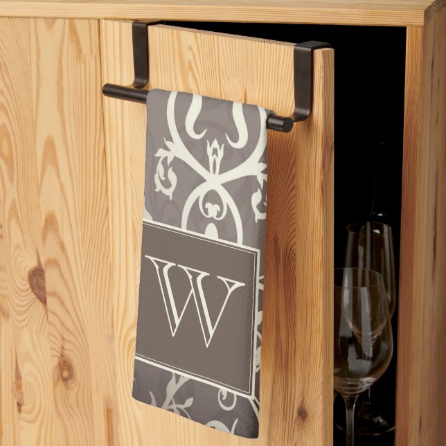 Serviette Monogramme Brown et élégante (Pliage en tiers)