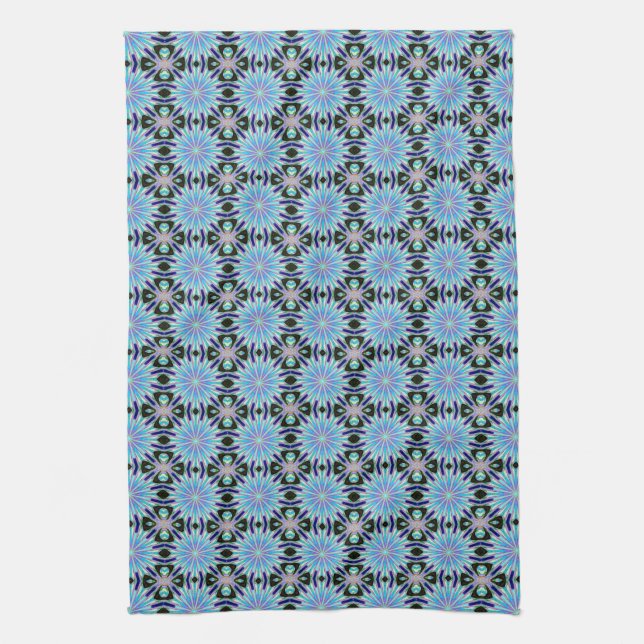serviette motif à fleurs bleues (Vertical)