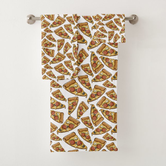 Serviette Motif de pizza (En situation)