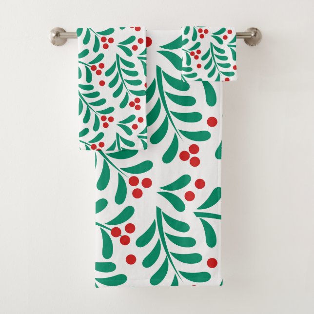 Serviette motif pour les baies de mistletoe de Noë (En situation)
