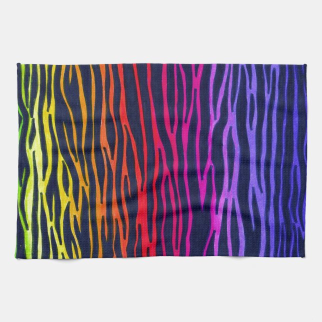 Serviette multicolore de rayure de zèbre (Horizontal)