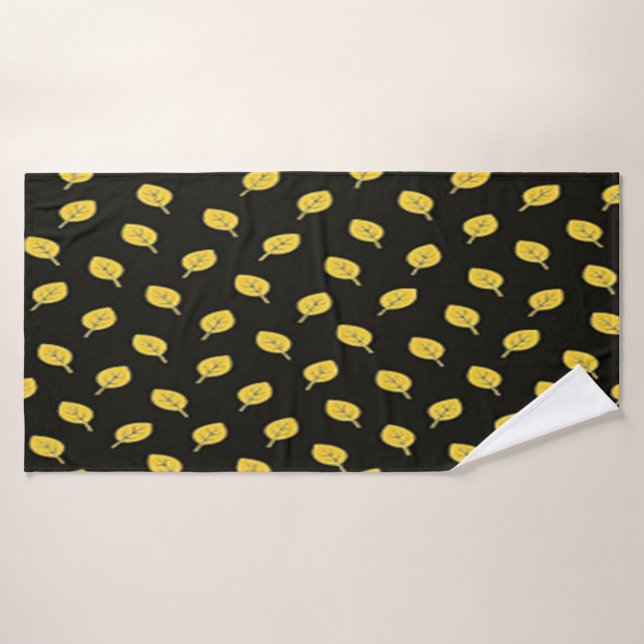 Serviette noir et jaune doré (Serviette de bain)