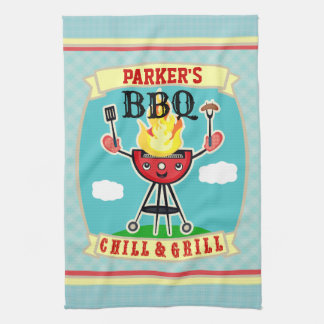 Serviette nommée faite sur commande vintage de BBQ