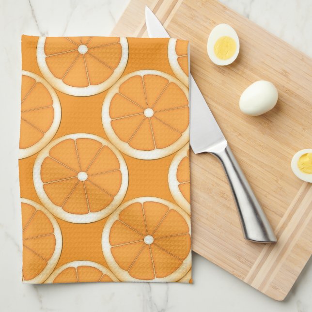 Serviette Orange Design Cuisine (Quart Plié)
