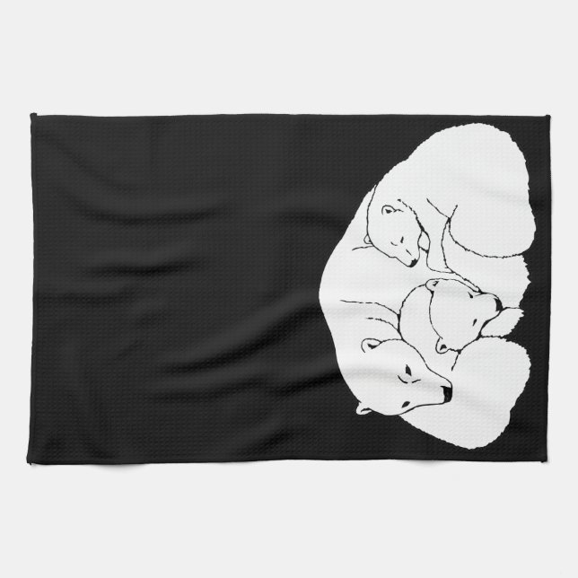 Serviette ours polaire mère et oursons Serviette d (Horizontal)