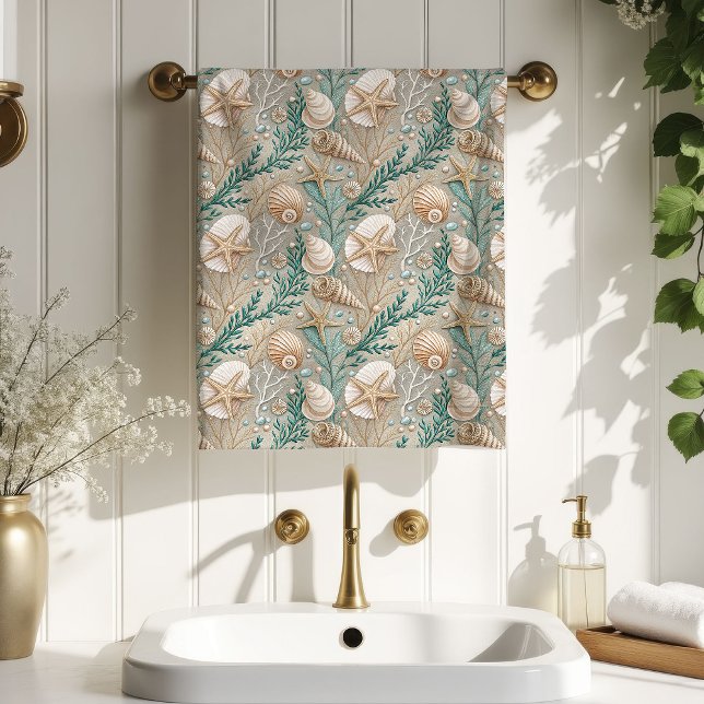 Serviette pastel marine marron clair style plage (Nautical Pastel Towel Light Brown Beach Style)