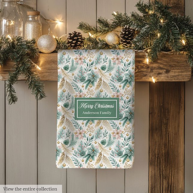 Serviette Pastel Vert et Or Luxe Accent de Fête (Pastel Green and Gold Towel Luxe Holiday Accent)