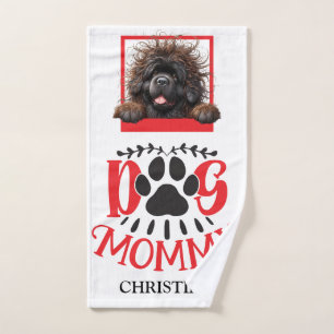 Serviette personnalisée en rouge et noir CHIEN MOM