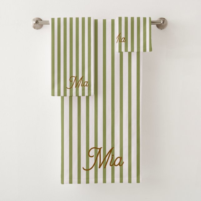Serviette personnalisée rayée avec nom personnalis (En situation)
