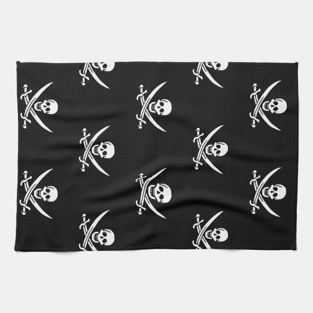 Serviette pirate pour le crâne et les os croisés (Horizontal)