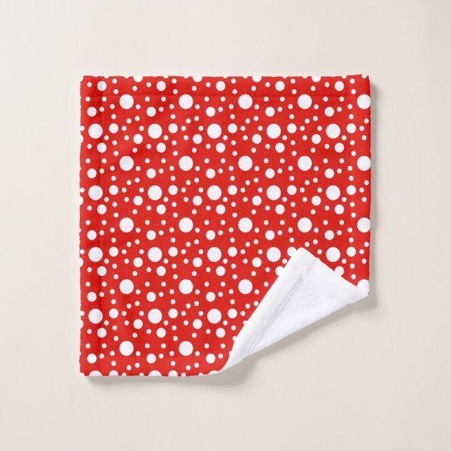 Serviette Pois blanche rouge (Gant de toilette)