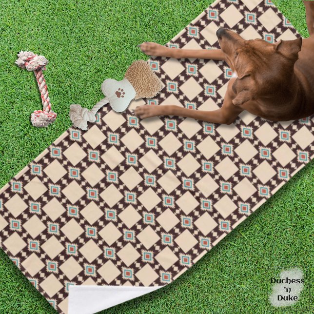 Serviette pour animaux de compagnie à motif bohème (Rustic Aztec Cross Boho Pattern Pet Towel)