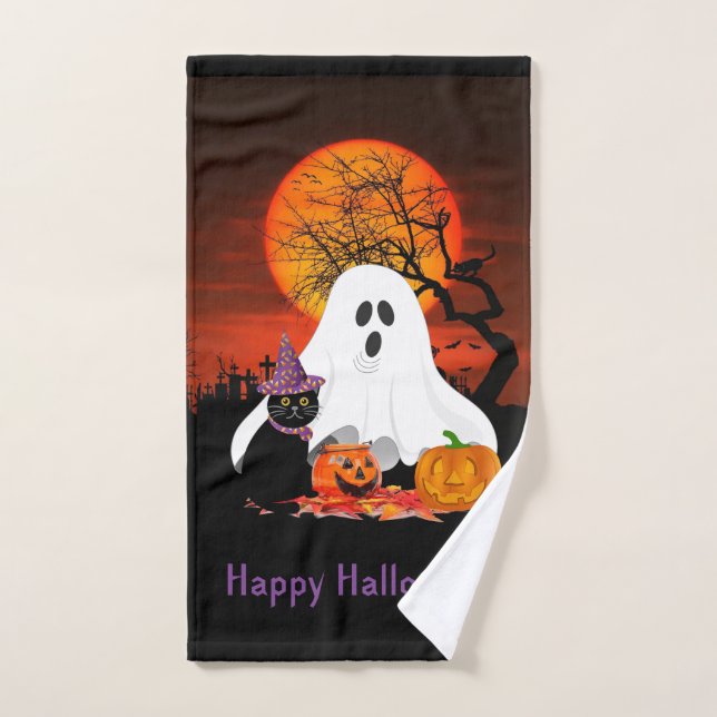 Serviette pour les mains Citrouille de fantôme d'H (Serviette à main)