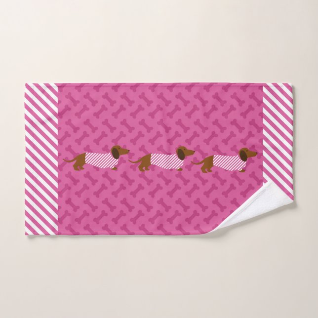 Serviette pour les mains en rose et blanc avec dac (Serviette à main)