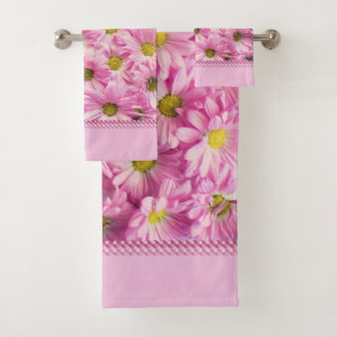 Serviette réglée - marguerites roses de Gerbera