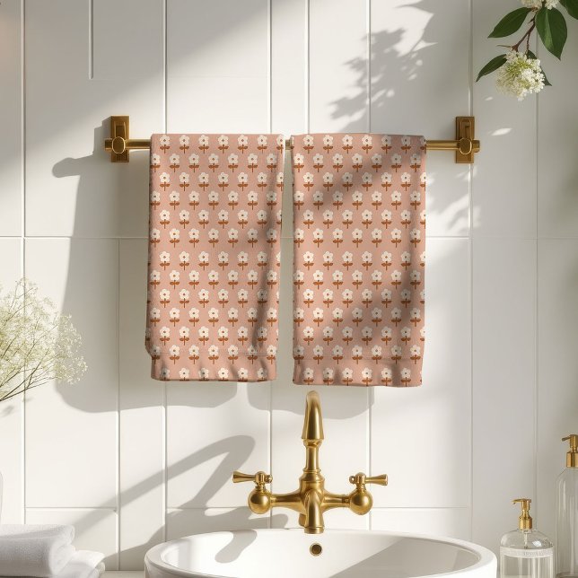Serviette Rétro Boho Marron Vert Floral Delight (Retro Boho Towel Brown Green Floral Delight)