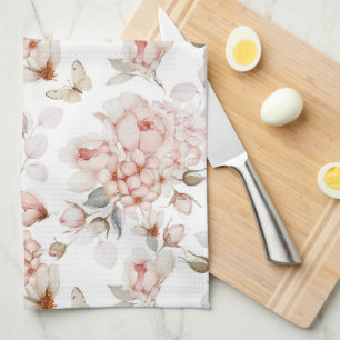 Serviette romantique de cuisine avec motif floral